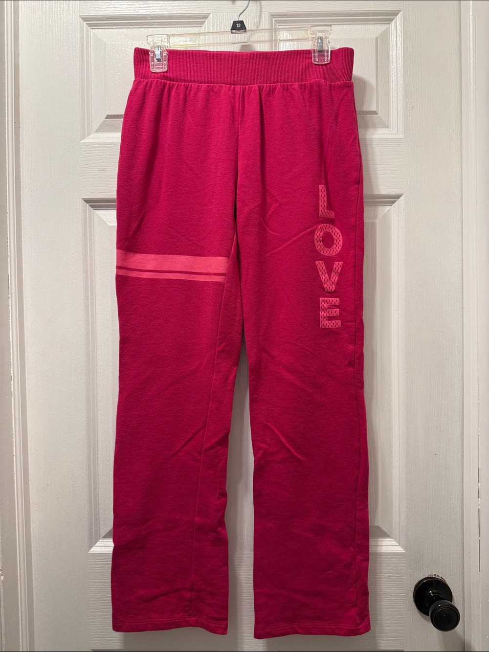 No Boundaries Hot Pink Track Pants with Light Pink Stripe
